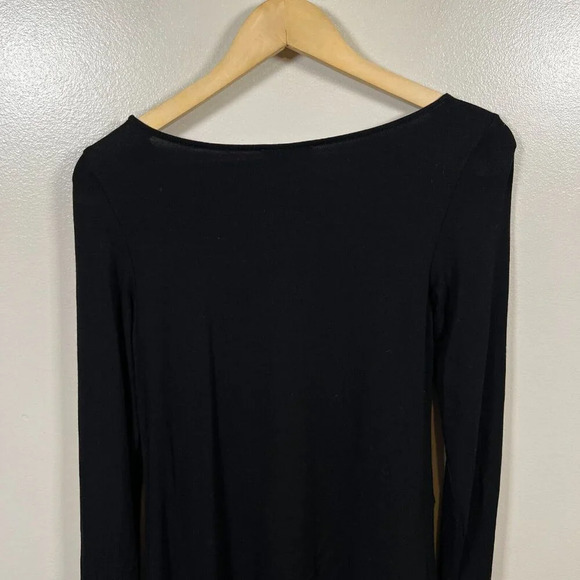 Eileen Fisher Asymmetric Tunic Top Size XS Black Minimal Neutral Stretch Comfy - Picture 7 of 8